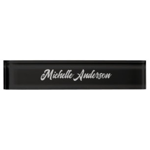 Schwarz-Grau-Neuer Name für Minimalistische Handsc Namensplakette
