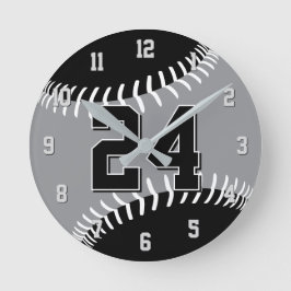Schwarz grau oder JEDES Team Farben Baseball Runde Wanduhr