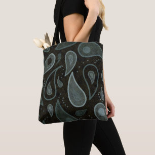Schwarz-Grau-Paisley-Muster Tasche