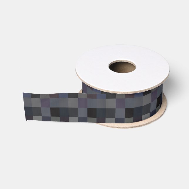 Schwarz, grau, Pflaumen-Karos 1,5" Grosgrain-Band Ripsband (Spule)