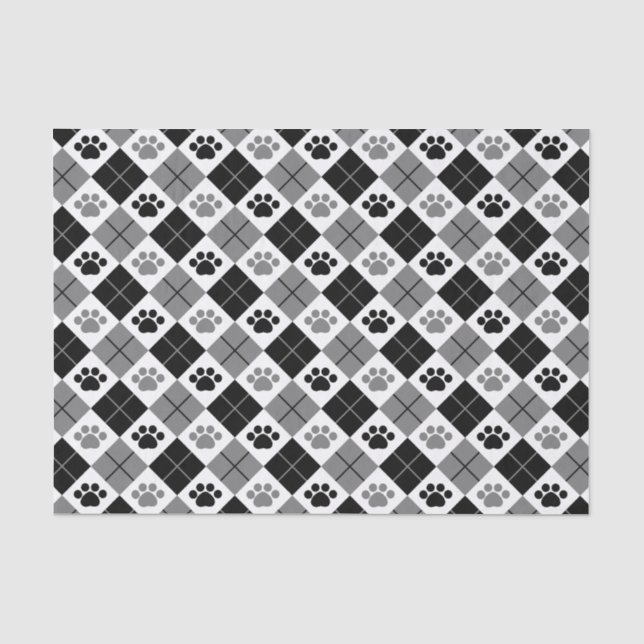 Schwarz/Grau Raute Druckmuster Seidenpapier (Vorderseite)