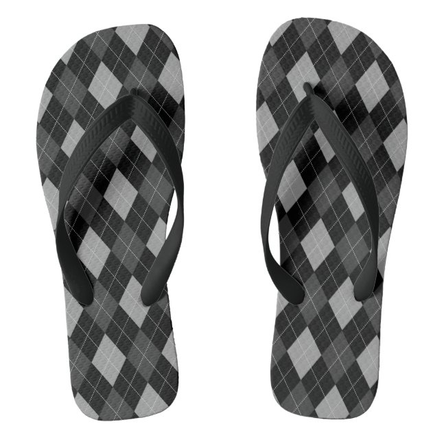 Schwarz-Grau-Raute Flip Flops (Fußbett)