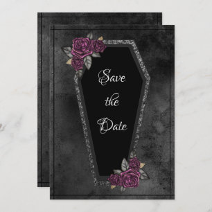 Schwarz-Grau-Rose Sparkle Halloween Save The Date