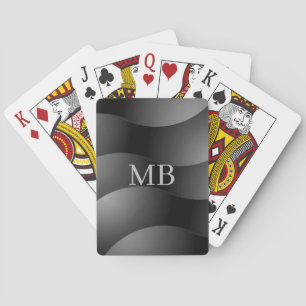 Schwarz-Grau-Rundformen, Lt-Grau-Monogramm Spielkarten