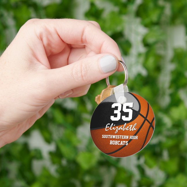 Schwarz-Grau-Schule Farben Mädchen Basketball Jung Schlüsselanhänger (Hand)