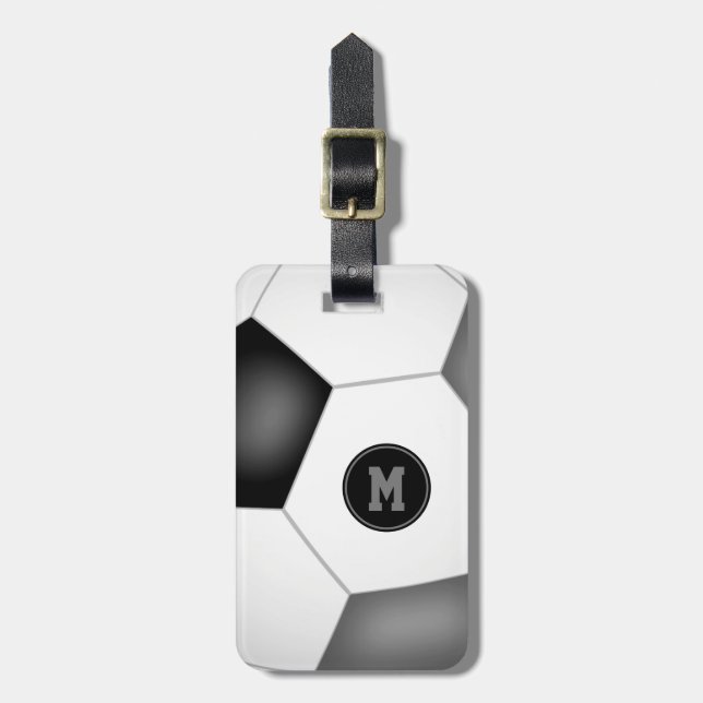 Schwarz-Grau-Schule Mannschaft Farben Fußball-Tasc Gepäckanhänger (Vorderseite vertikal)