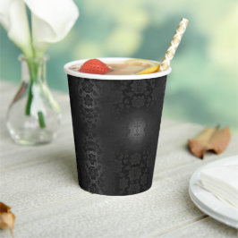 Schwarz-Grau-Silberne Blume Blumengestein Pappbecher