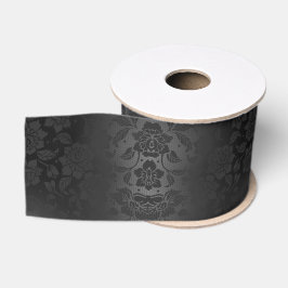 Schwarz-Grau-Silberne Blume Blumengestein Ripsband
