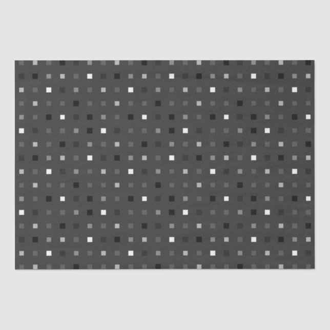 Schwarz Grau spielend Pixel Nahtloses Muster Seidenpapier (Vorderseite)
