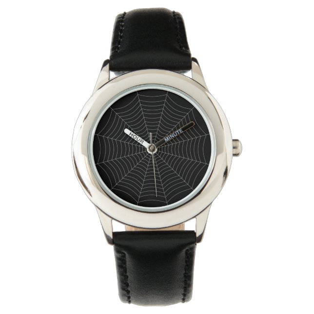 Schwarz-Grau-Spinnennetz Halloween-Muster Armbanduhr (Vorderseite)