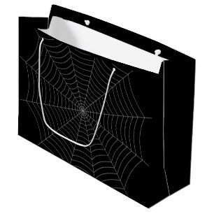 Schwarz-Grau-Spinnennetz Halloween-Muster Große Geschenktüte