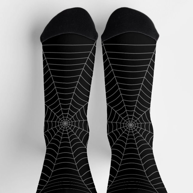 Schwarz-Grau-Spinnennetz Halloween-Muster Socken (Oben)