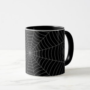 Schwarz-Grau-Spinnennetz Halloween-Muster Tasse