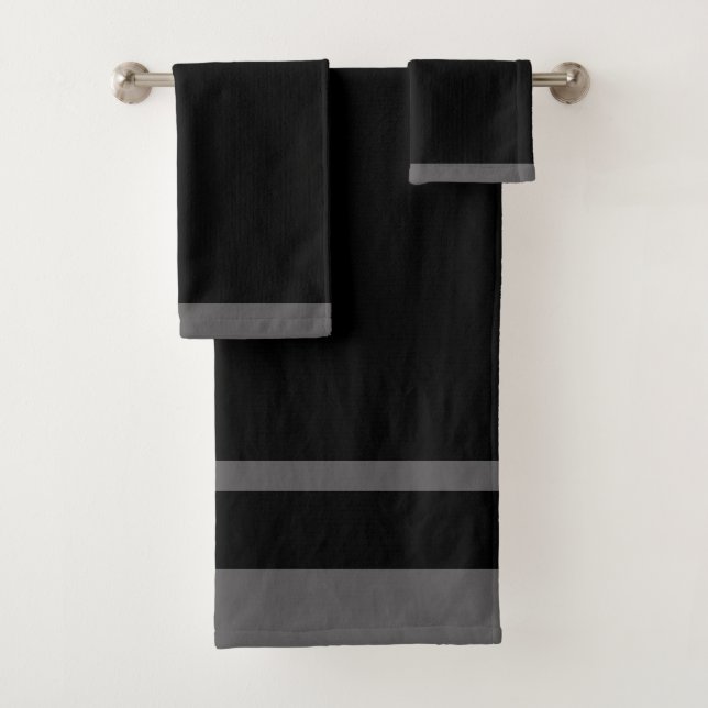 Schwarz-Grau-Sport-Team Farben Badehandtuch Set (Insitu)