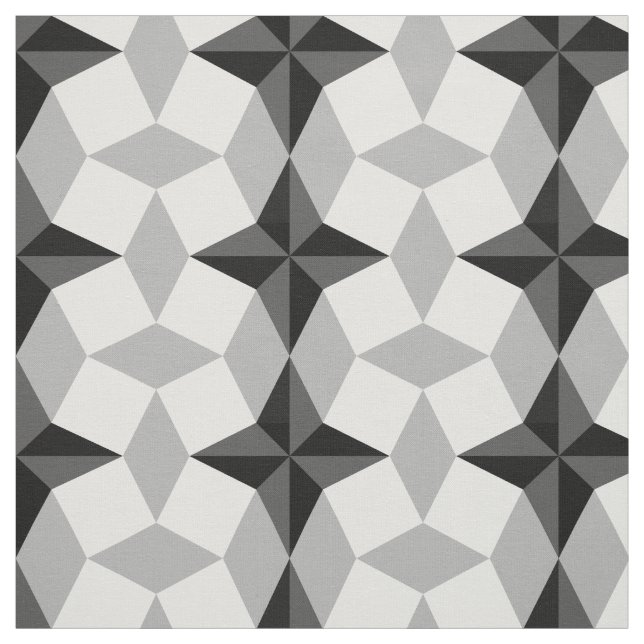 Schwarz-Grau-Starbust-Muster und Rhombus-Muster Stoff (Muster)