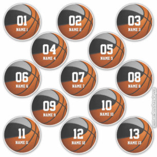 Schwarz-Grau Team Farben Basketball 13 Spieler Aufkleber