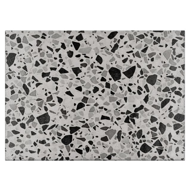Schwarz-Grau Terrazzo Gemustert Schneidebrett (Vorderseite)