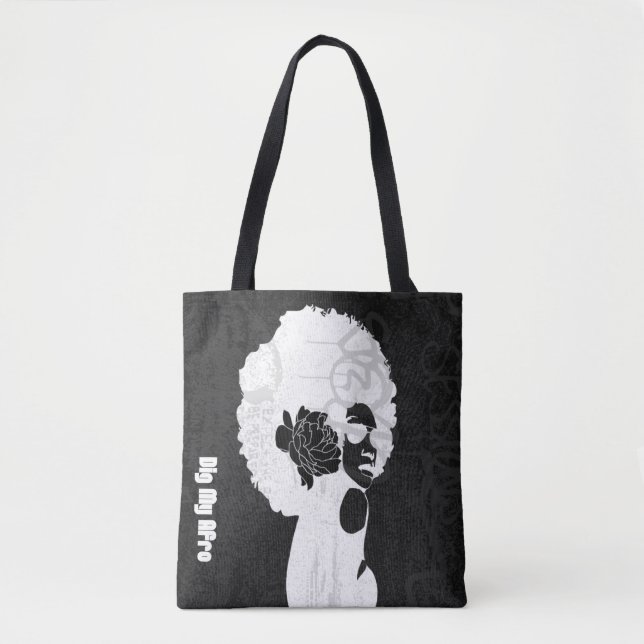 Schwarz, Grau und cool Afro Tasche (Vorderseite)