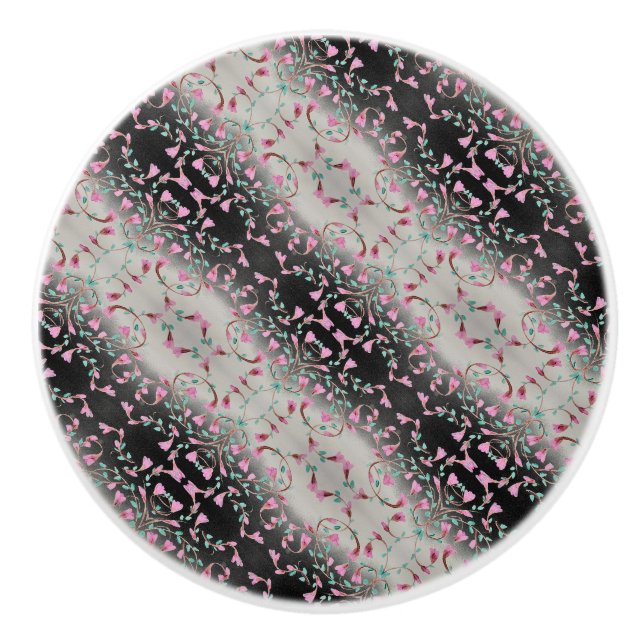 Schwarz-Grau- und Rosa-Designer Keramikknauf (Vorderseite)