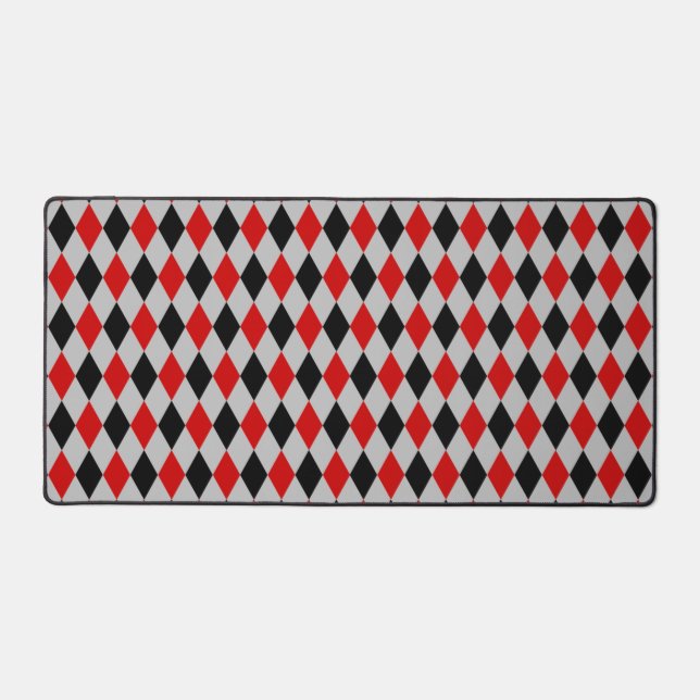 Schwarz-Grau-und Rot-Diamant-Muster Schreibtischunterlage (Vorderseite)
