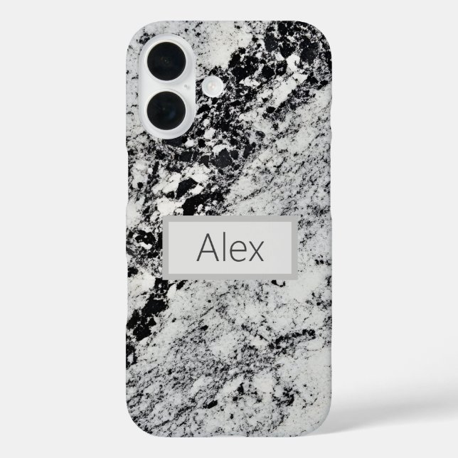 Schwarz, Grau und Weiß iPhone 16 Hülle (Rückseite)