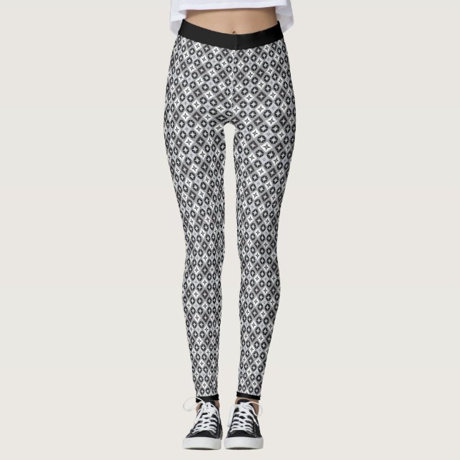 Schwarz, Grau und Weiß Leggings (Vorderseite)