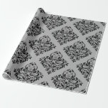 Schwarz-Grau-Vintage Damaske Geschenkpapier<br><div class="desc">Graues und schwarzes Paris Vintages Damastpapier.</div>