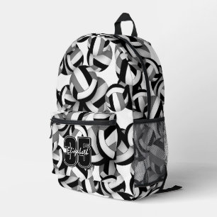 Schwarz-Grau-Volleyball-Mannschaftsfarben gemuster Bedruckter Rucksack