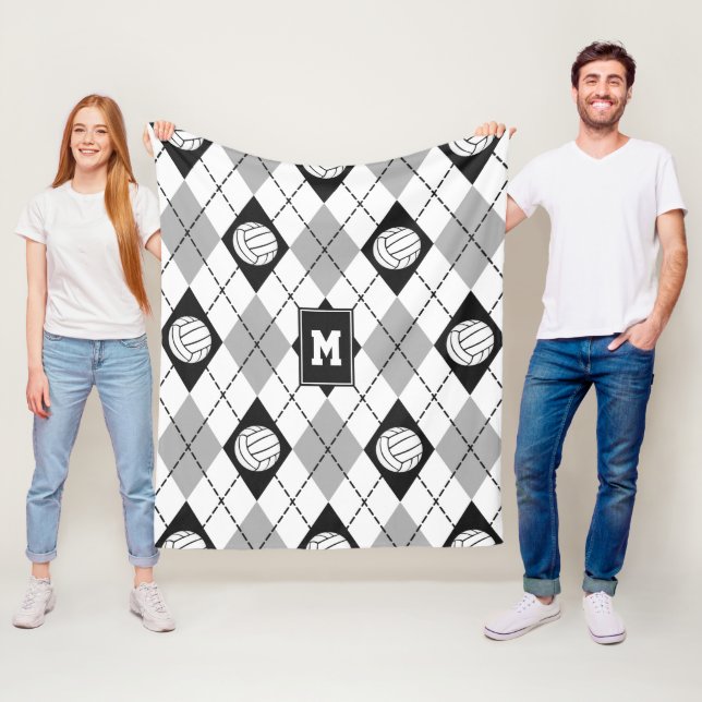 Schwarz-Grau-Volleyball-Raute Fleecedecke (Beispiel)