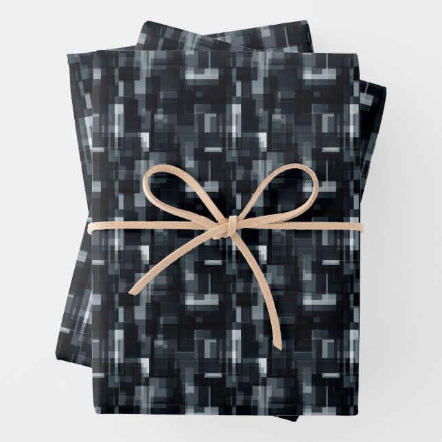 Schwarz/Grau/Weiß Abstrakt Geschenkpapier Set (Beispiel)