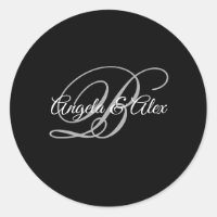 Schwarz-Grau-Weiß-Extravagant-Script-Monogramm
