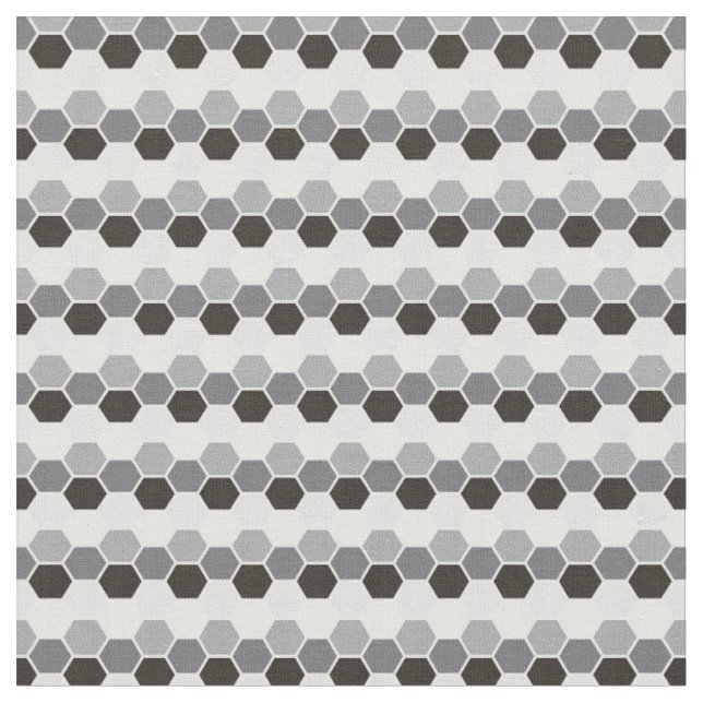 Schwarz Grau Weiß Geometrisch Hex Hexagramm Stoff (Nahaufnahme)