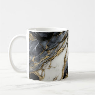 Schwarz Grau Weiß Gold Marmor Wirbel Abstrakt  Kaffeetasse