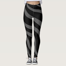Schwarz & Grau Zebra-Druckmuster Leggings