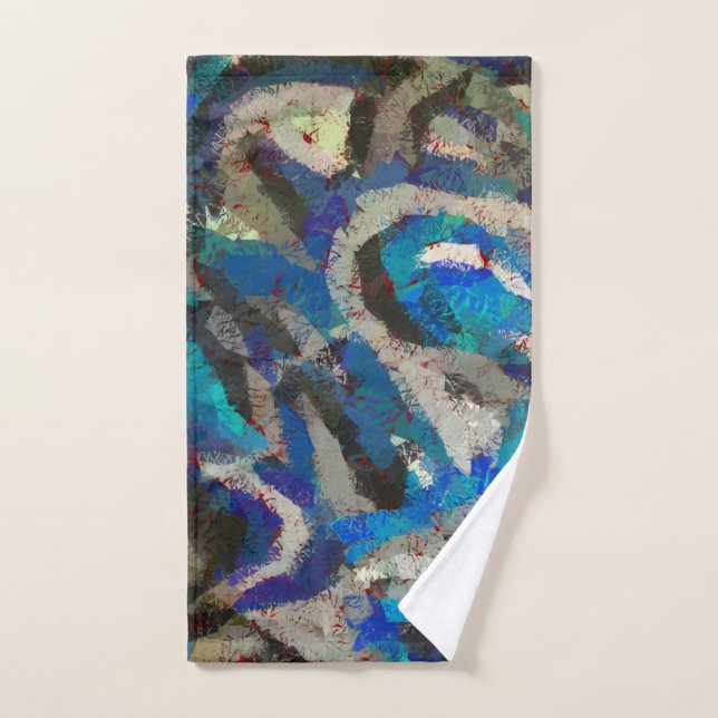 Schwarz-Graublau abstrakte Kunst Moderne Malerei  Handtuch (Handtuch)