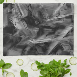 Schwarz-graue Farbquadrate, 'falsche Pinselstriche Geschirrtuch