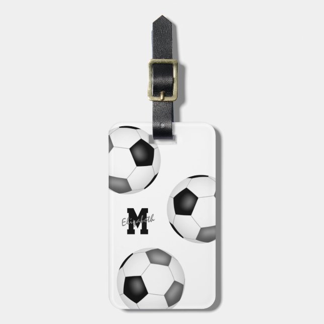 Schwarz graue Fußballmannschaft Farben Tasche ID M Gepäckanhänger (Vorderseite vertikal)