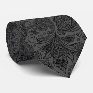 Schwarz-graue monochrome Vintage-Ornament-Paisley Krawatte