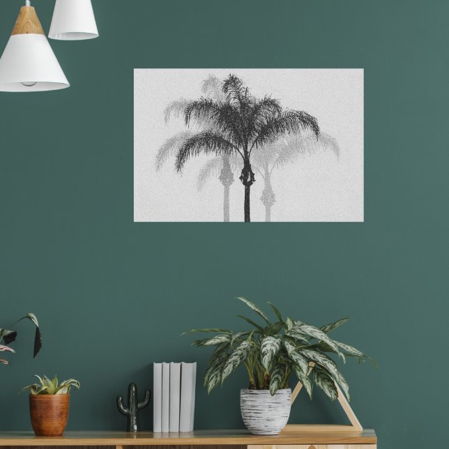 Schwarz-graue Palme Tree Fotografisches Poster Kun (Wohnzimmer 1)