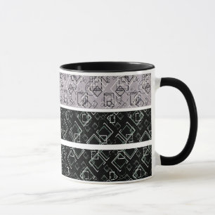Schwarz-Graue Retromuster-Tasse Tasse