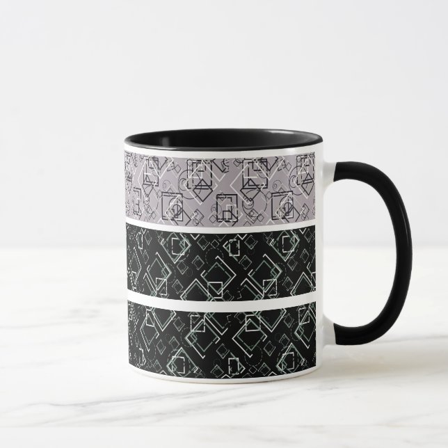 Schwarz-Graue Retromuster-Tasse Tasse (Rechts)