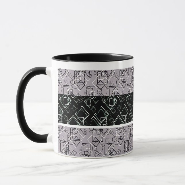 Schwarz-Graue Retromuster-Tasse Tasse (Links)