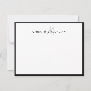 Schwarz graue, schick-minimalistische Monogramm-Be Mitteilungskarte