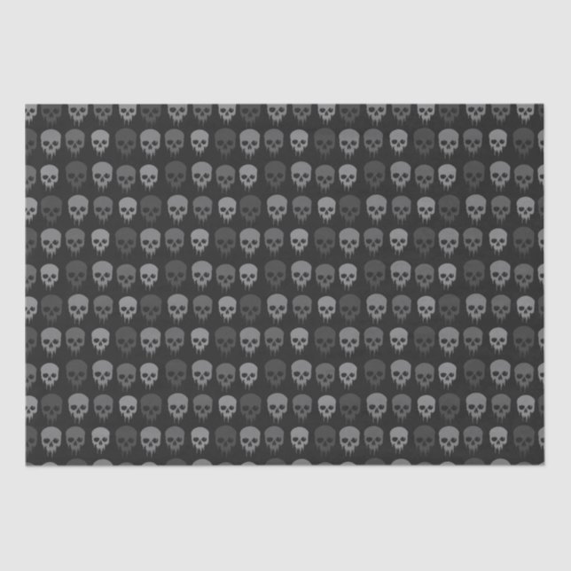 Schwarz-Graue Skull Print Seidenpapier (Vorderseite)