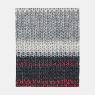 Schwarz-Graue Strickwolle mit rot-weißem Stift Fleecedecke