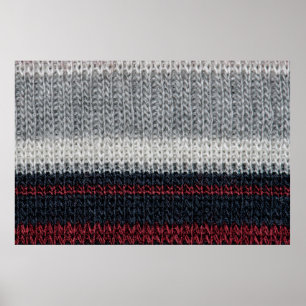 Schwarz-Graue Strickwolle mit rot-weißem Stift Poster