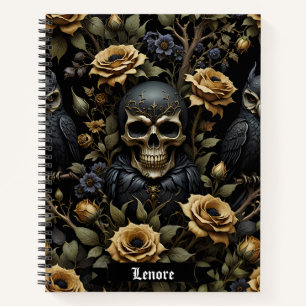 Schwarz-grauer Totenkopf Notizbuch