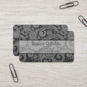 Schwarz-Graues, florales DAMASK-Muster Visitenkarte