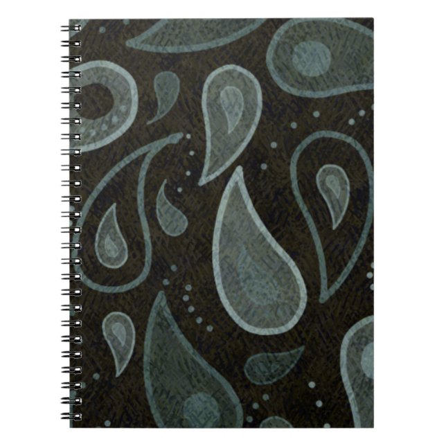 Schwarz-graues Paisley-Muster Notizblock (Vorderseite)