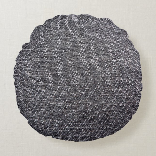 schwarz-graues Tuch Rundes Kissen (Vorderseite)